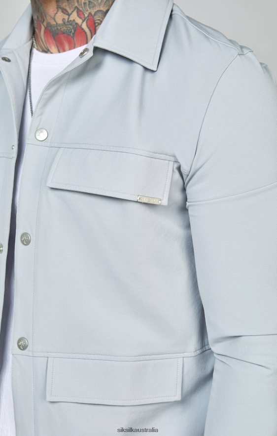 Men Apparel TB82N462 SikSilk Grey Utility Overshirt