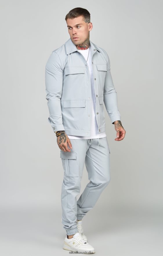Men Apparel TB82N462 SikSilk Grey Utility Overshirt