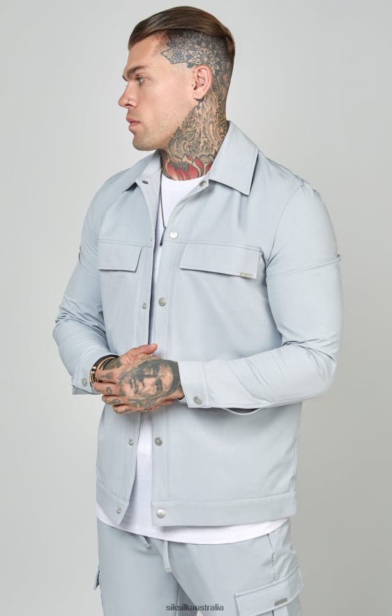 Men Apparel TB82N462 SikSilk Grey Utility Overshirt
