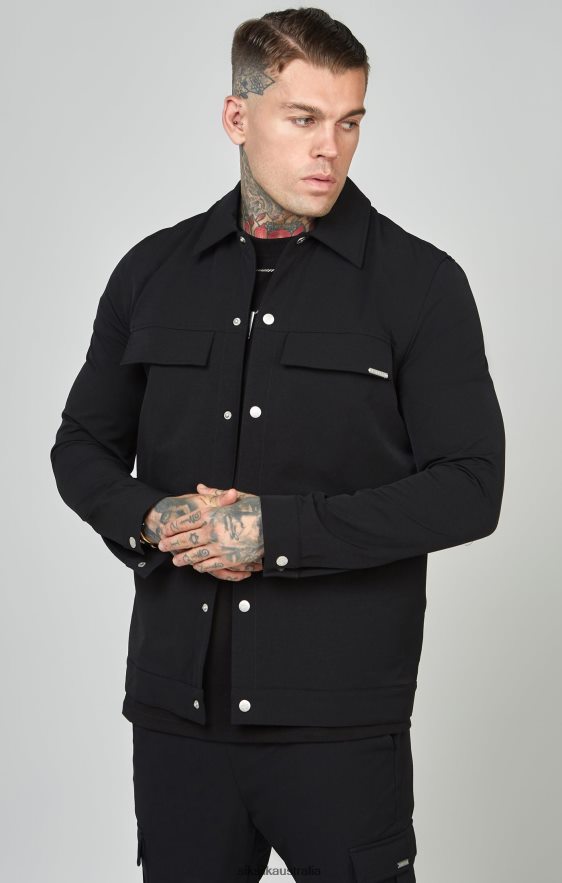 Men Apparel TB82N464 SikSilk Black Utility Overshirt