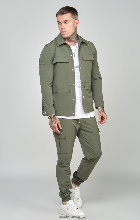 Men Apparel TB82N465 SikSilk Khaki Utility Overshirt