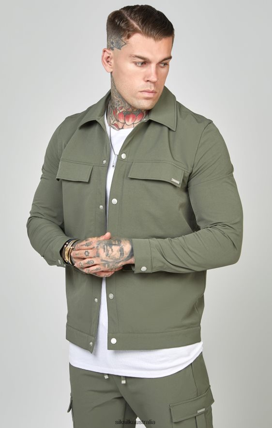 Men Apparel TB82N465 SikSilk Khaki Utility Overshirt