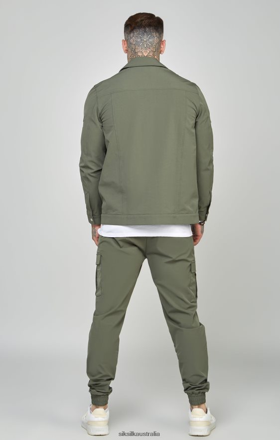 Men Apparel TB82N465 SikSilk Khaki Utility Overshirt