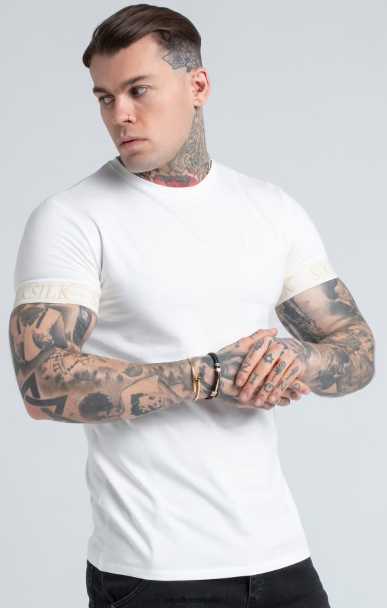 Men Apparel TB82N367 SikSilk Ecru Elastic Cuff T-Shirt