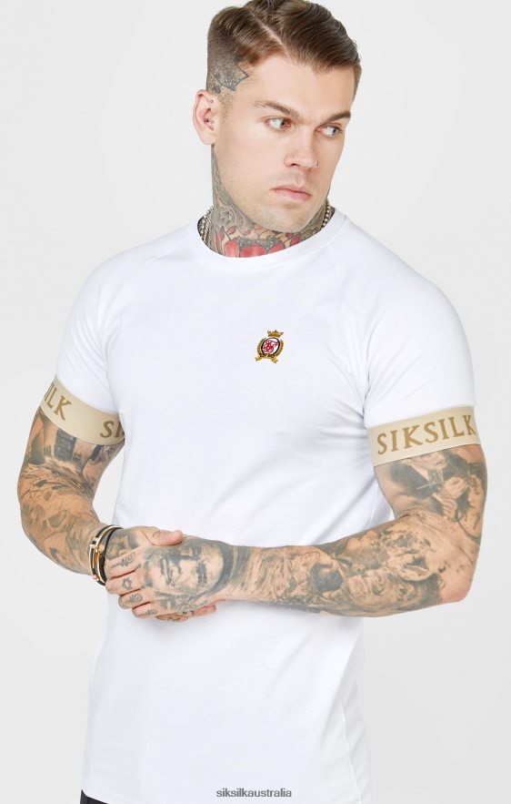 Men Apparel TB82N372 SikSilk White Crest Elasticated Cuff T-Shirt