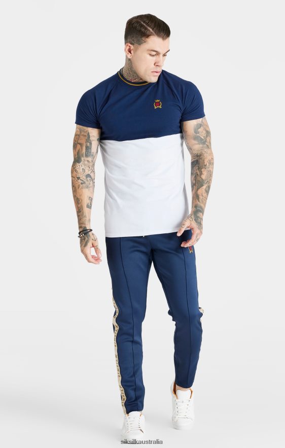 Men Apparel TB82N377 SikSilk Navy Cut & Sew Muscle Fit T-Shirt