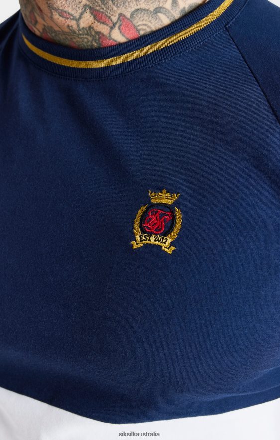 Men Apparel TB82N377 SikSilk Navy Cut & Sew Muscle Fit T-Shirt