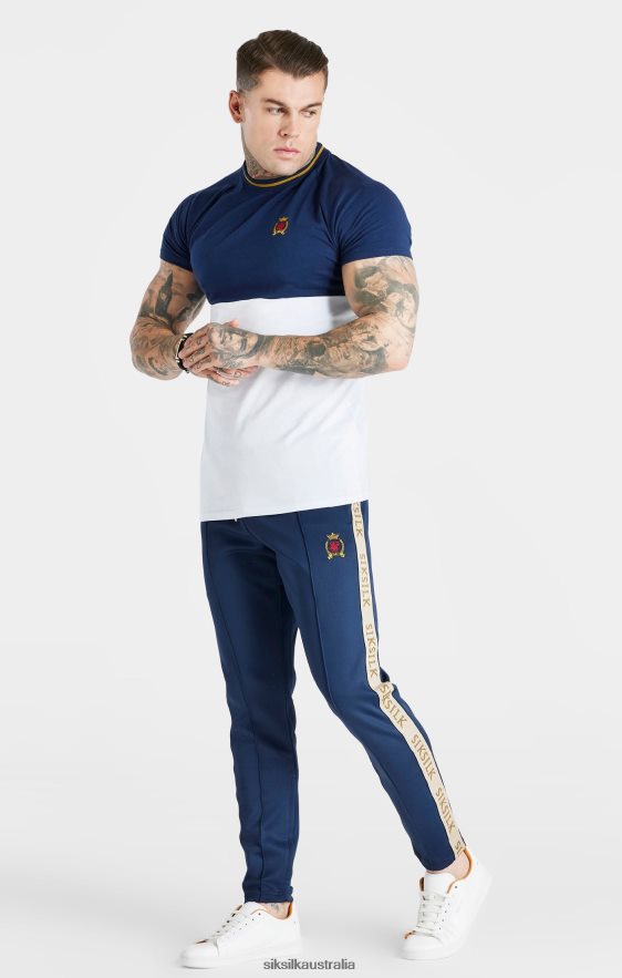 Men Apparel TB82N377 SikSilk Navy Cut & Sew Muscle Fit T-Shirt