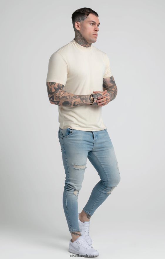 Men Apparel TB82N378 SikSilk Beige High Neck T-Shirt