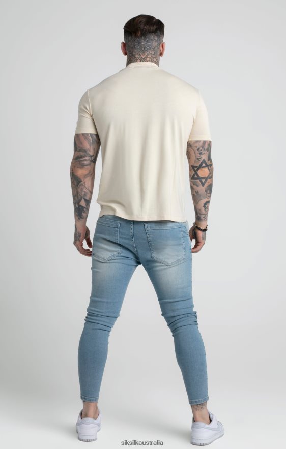 Men Apparel TB82N378 SikSilk Beige High Neck T-Shirt