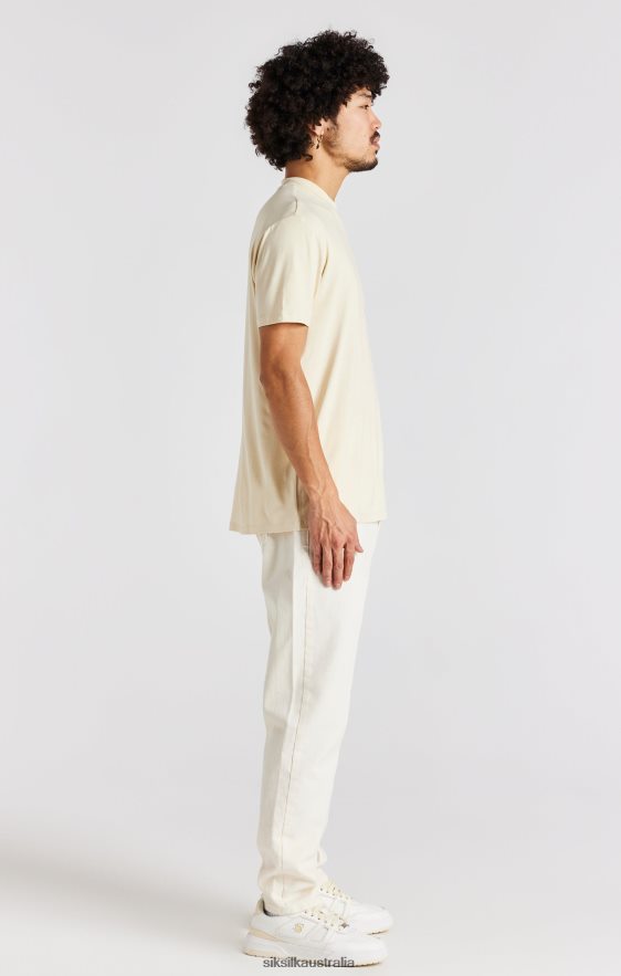Men Apparel TB82N378 SikSilk Beige High Neck T-Shirt