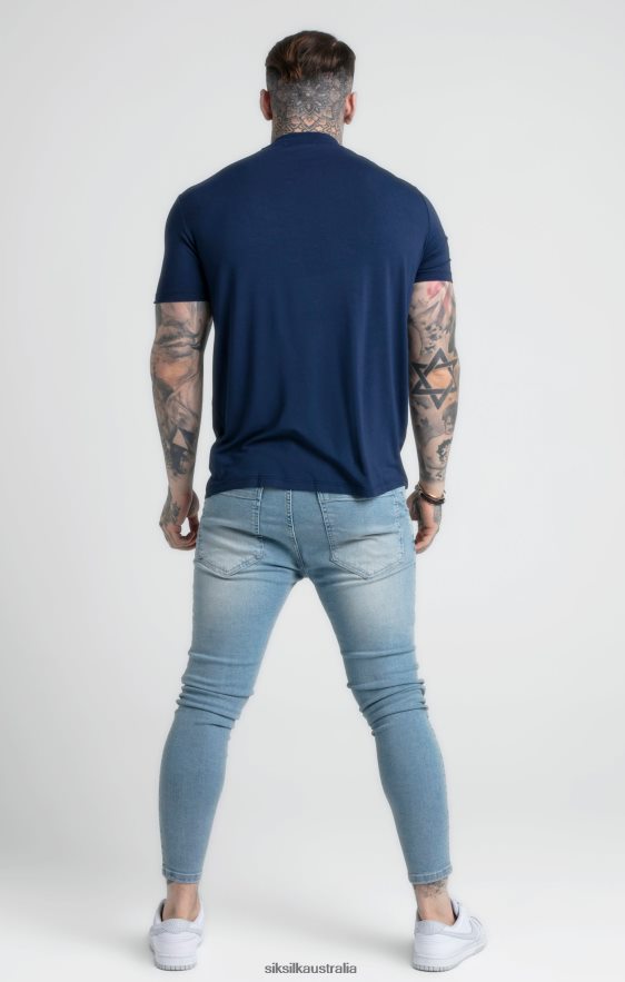 Men Apparel TB82N379 SikSilk Navy High Neck T-Shirt