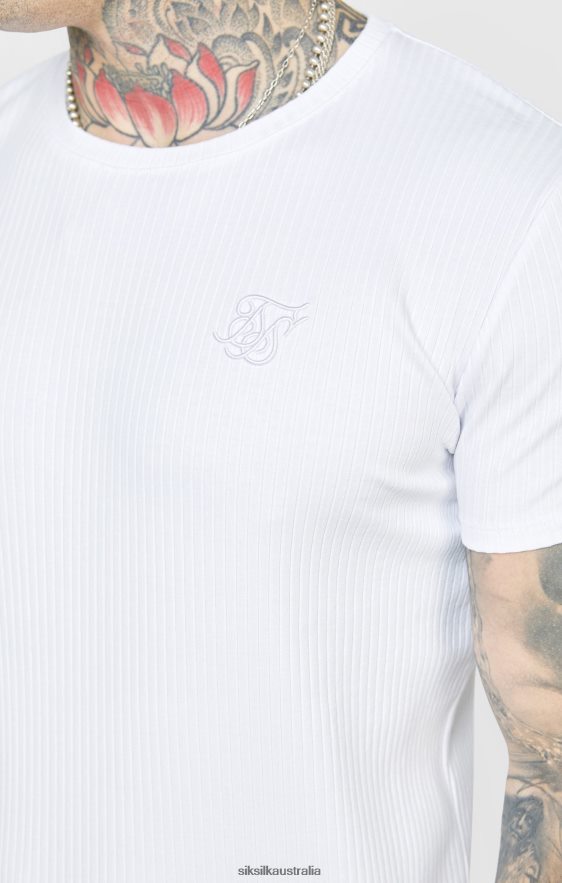 Men Apparel TB82N381 SikSilk White Rib Knit T-Shirt