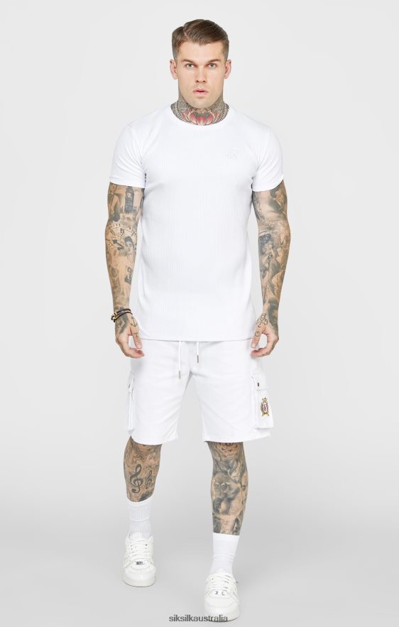 Men Apparel TB82N381 SikSilk White Rib Knit T-Shirt