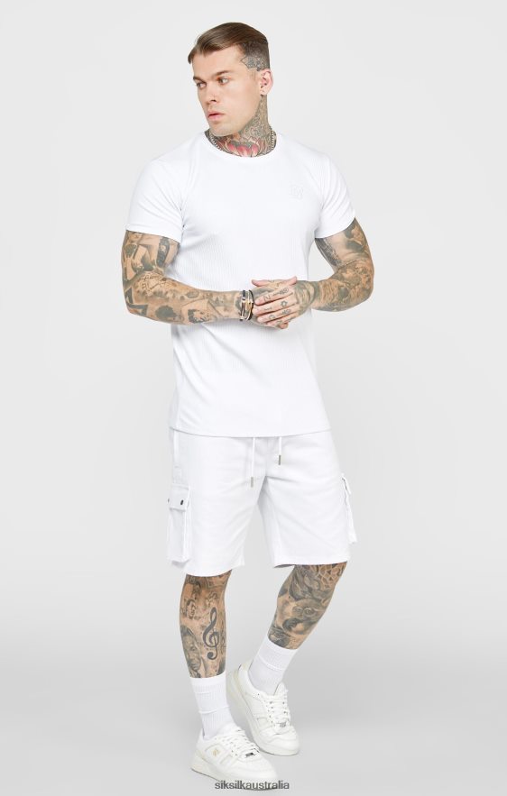 Men Apparel TB82N381 SikSilk White Rib Knit T-Shirt