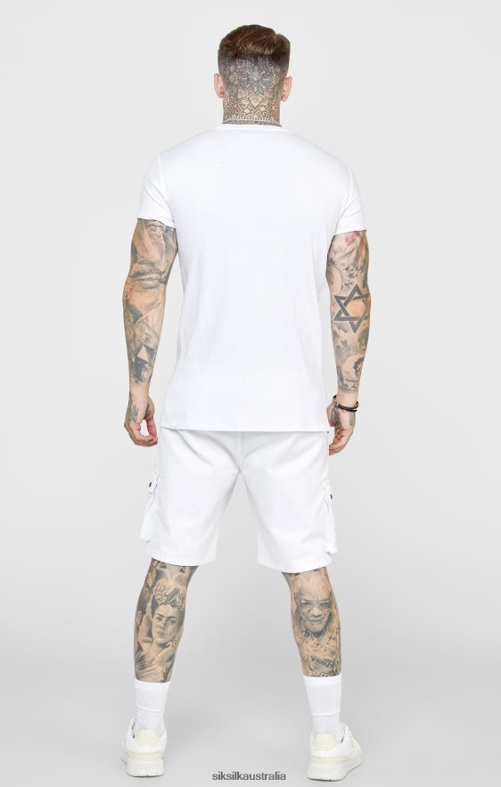 Men Apparel TB82N381 SikSilk White Rib Knit T-Shirt