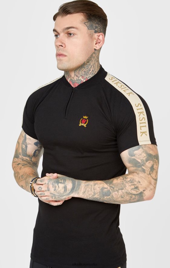 Men Apparel TB82N385 SikSilk Black Crest Short Sleeve Polo