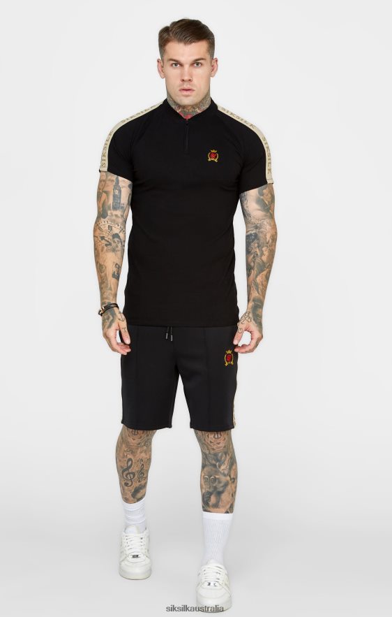 Men Apparel TB82N385 SikSilk Black Crest Short Sleeve Polo