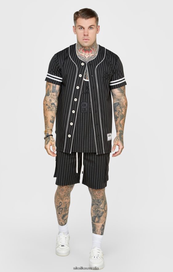 Men Apparel TB82N390 SikSilk Black Baseball Jersey