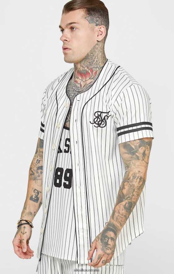 Men Apparel TB82N391 SikSilk Beige Baseball Jersey