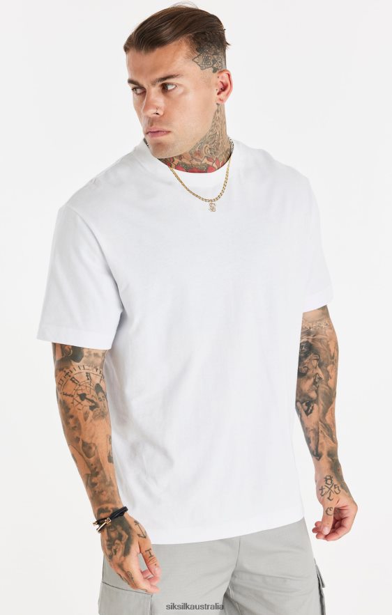 Men Apparel TB82N393 SikSilk White Relaxed Printed Chain T-Shirt