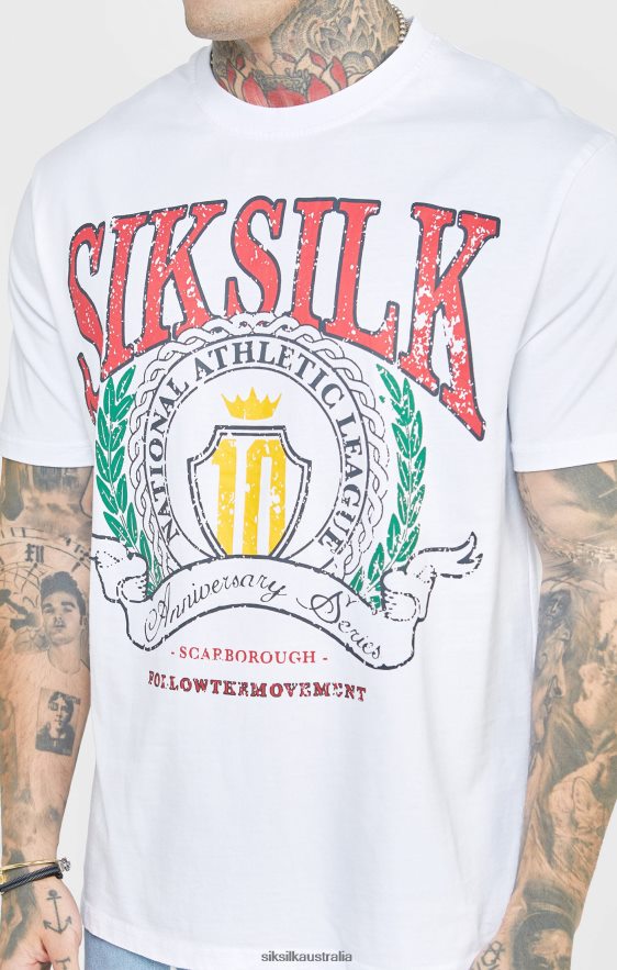 Men Apparel TB82N394 SikSilk White Varsity Oversized T-Shirt