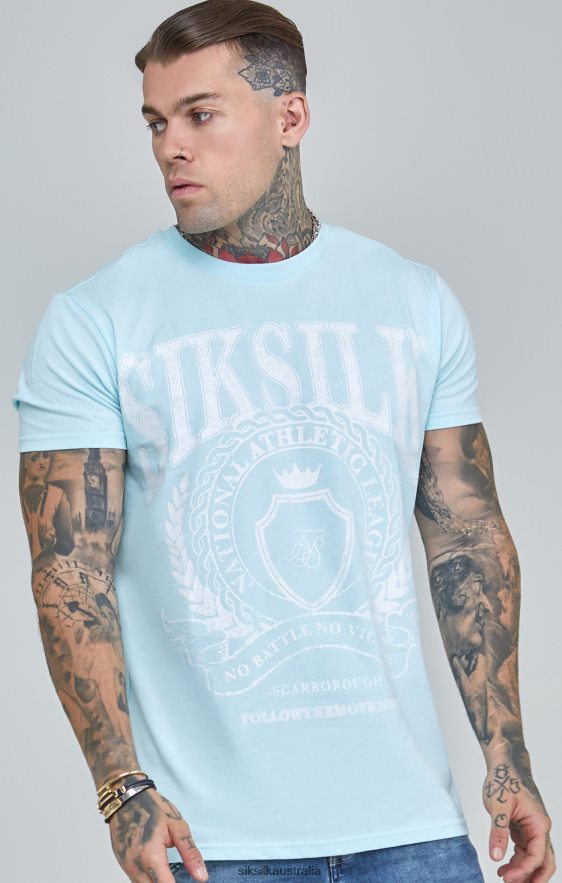 Men Apparel TB82N396 SikSilk Blue Varsity Boxy Fit T-Shirt