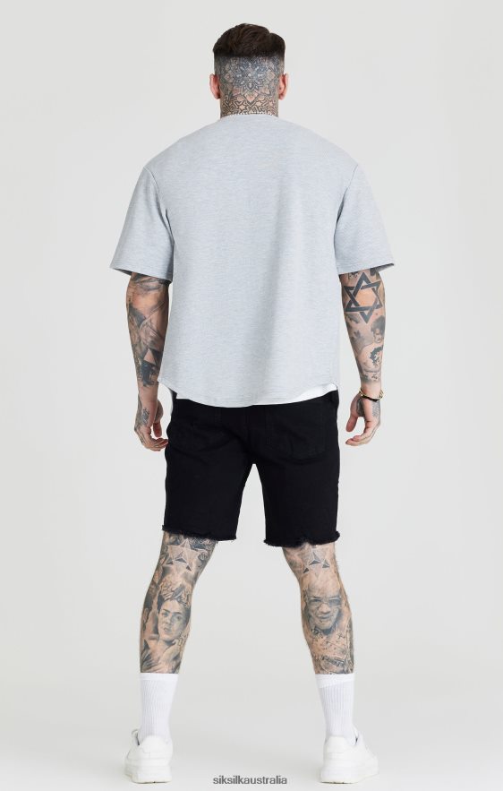 Men Apparel TB82N397 SikSilk Grey Marl Applique Logo Baseball Jersey