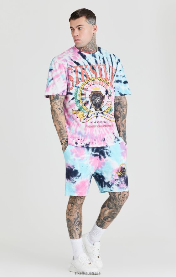 Men Apparel TB82N403 SikSilk Tie Dye Varsity Oversized T-Shirt