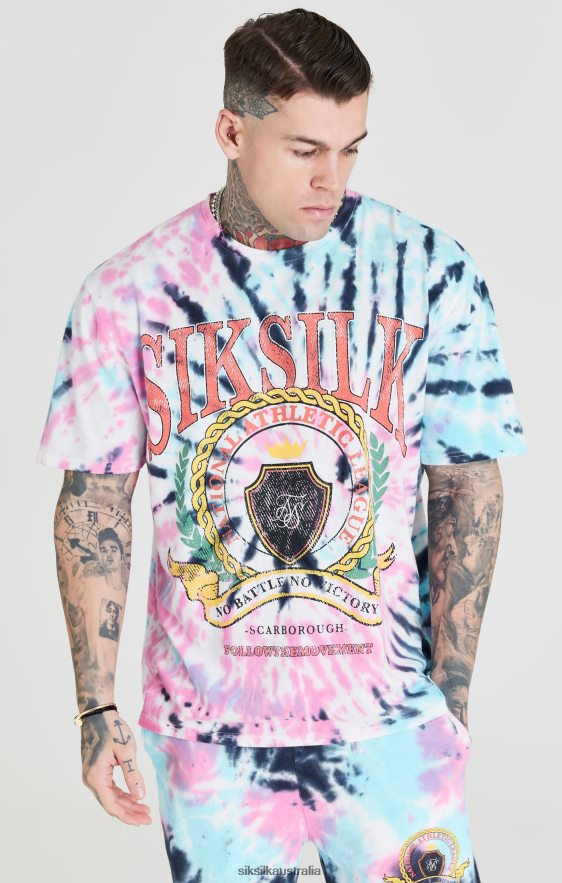 Men Apparel TB82N403 SikSilk Tie Dye Varsity Oversized T-Shirt