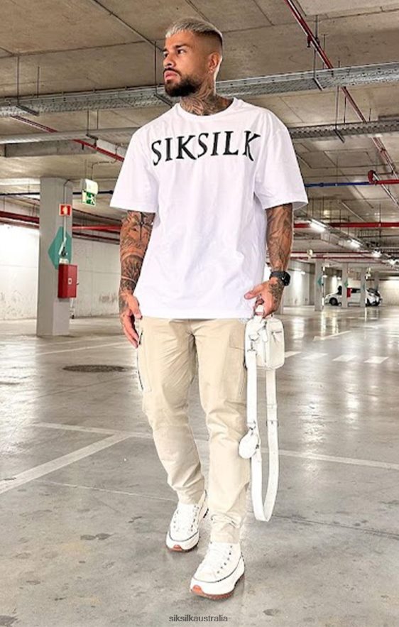 Men Apparel TB82N406 SikSilk White Relaxed Fit T-Shirt