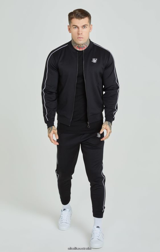 Men Apparel TB82N503 SikSilk Black Panelled Tracksuit