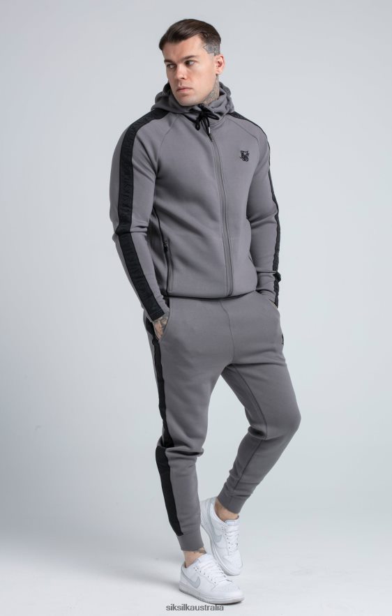 Men Apparel TB82N504 SikSilk Grey Taped Zip Thru Hoodie & Jogger Set