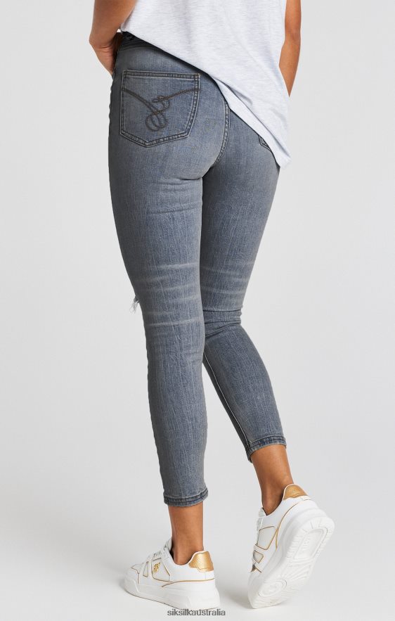 Women Apparel TB82N188 SikSilk Blue Wash Distressed Denim Jean