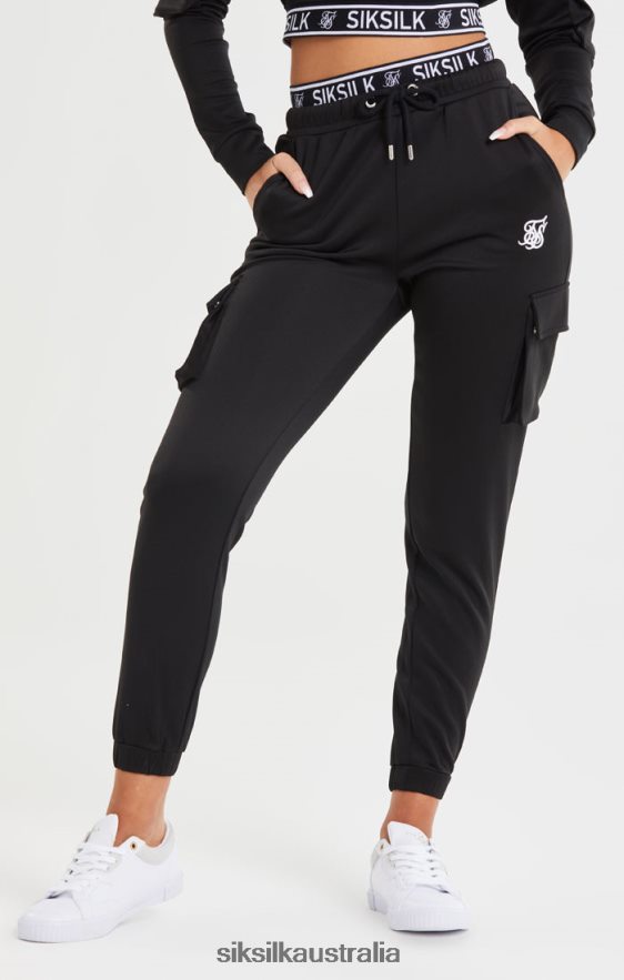 Women Apparel TB82N157 SikSilk Black Cargo Pocket Jogger