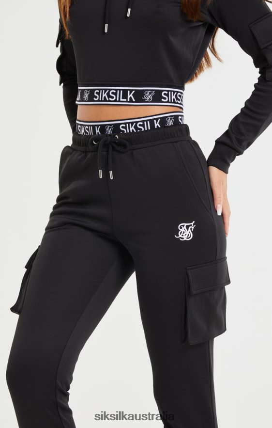 Women Apparel TB82N157 SikSilk Black Cargo Pocket Jogger