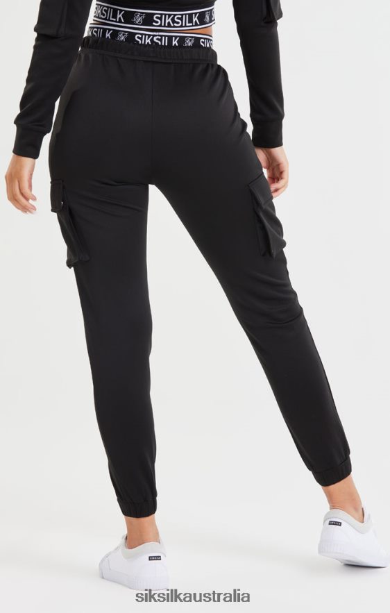 Women Apparel TB82N157 SikSilk Black Cargo Pocket Jogger