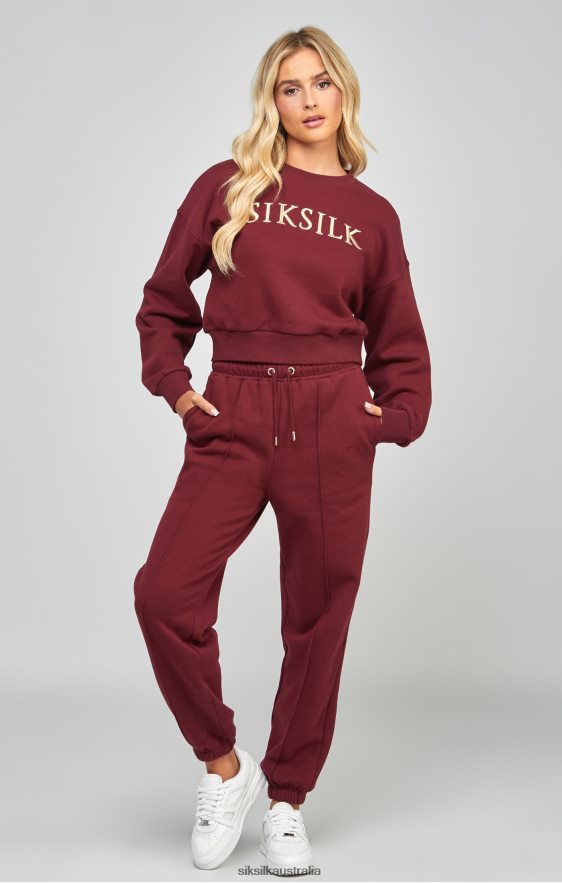 Women Apparel TB82N178 SikSilk Burgundy Oversized Joggers