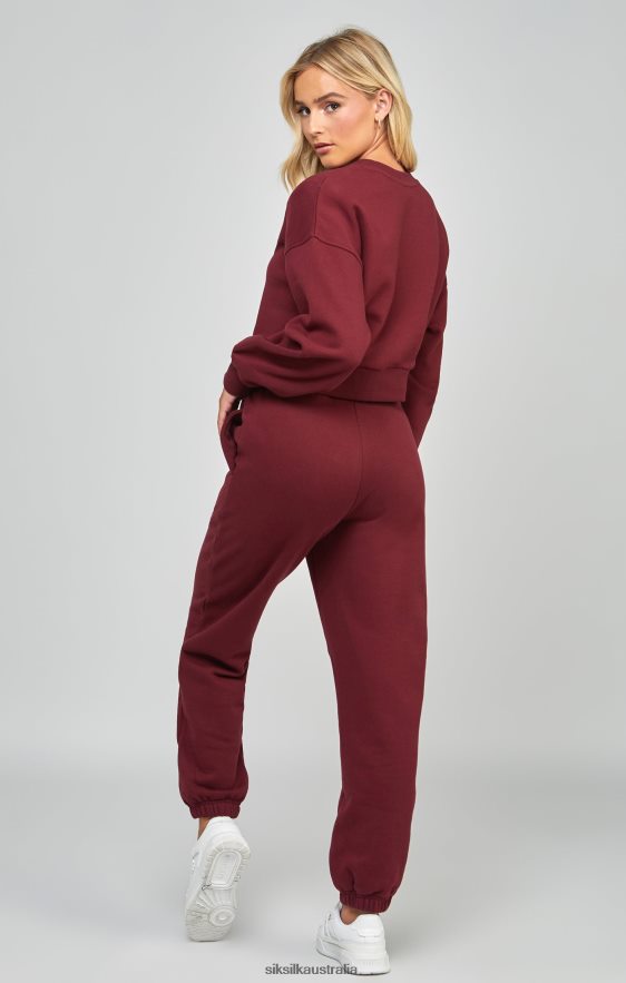 Women Apparel TB82N178 SikSilk Burgundy Oversized Joggers