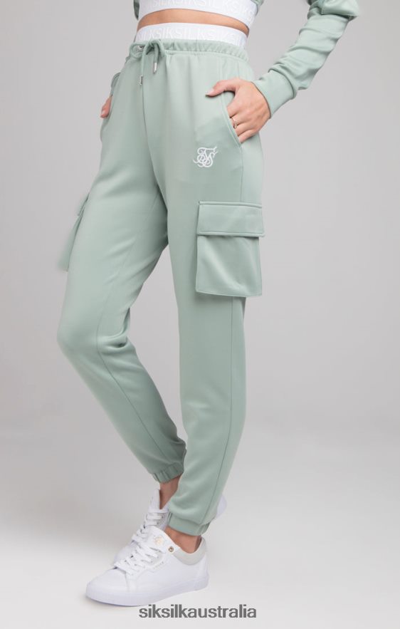 Women Apparel TB82N176 SikSilk Cargo Tape Track Pants - Sage