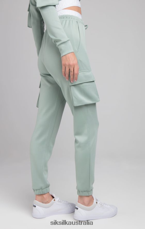 Women Apparel TB82N176 SikSilk Cargo Tape Track Pants - Sage
