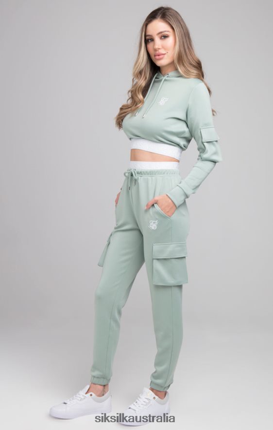 Women Apparel TB82N176 SikSilk Cargo Tape Track Pants - Sage