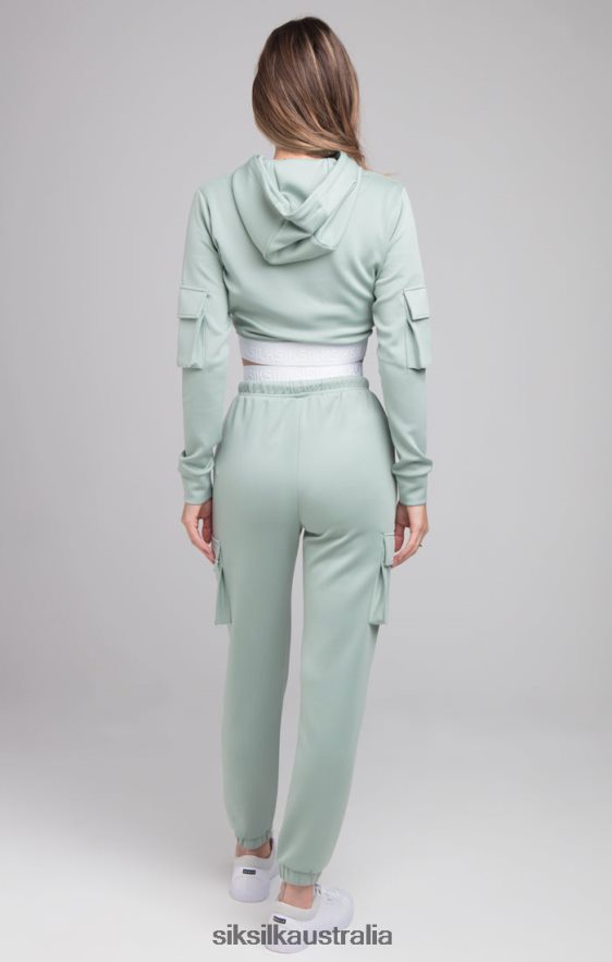 Women Apparel TB82N176 SikSilk Cargo Tape Track Pants - Sage