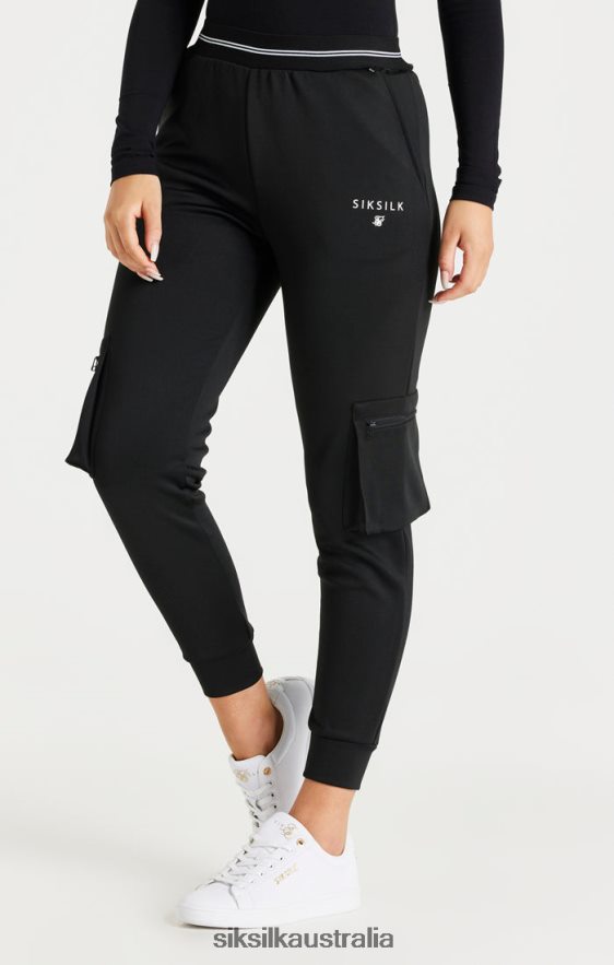 Women Apparel TB82N184 SikSilk Black Cargo Track Pant