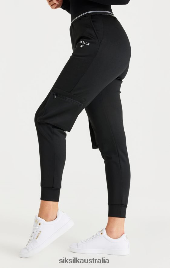 Women Apparel TB82N184 SikSilk Black Cargo Track Pant