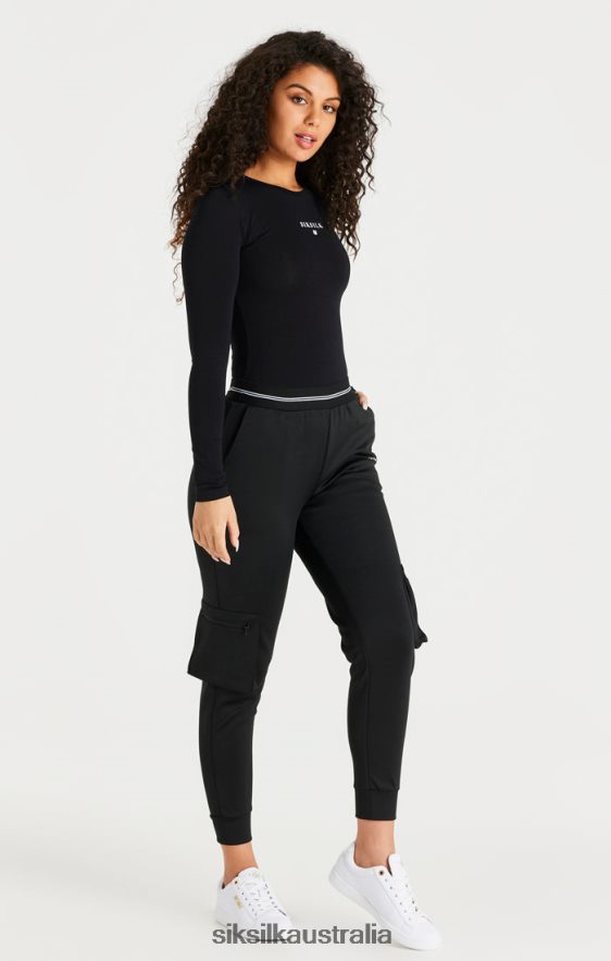 Women Apparel TB82N184 SikSilk Black Cargo Track Pant