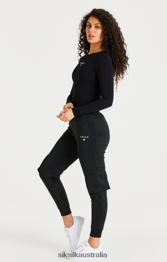Women Apparel TB82N184 SikSilk Black Cargo Track Pant