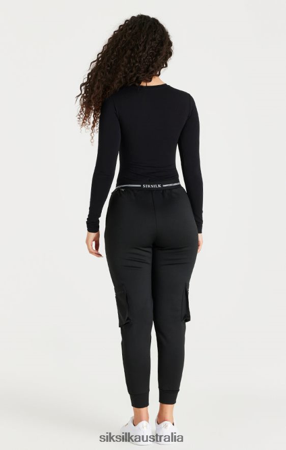Women Apparel TB82N184 SikSilk Black Cargo Track Pant