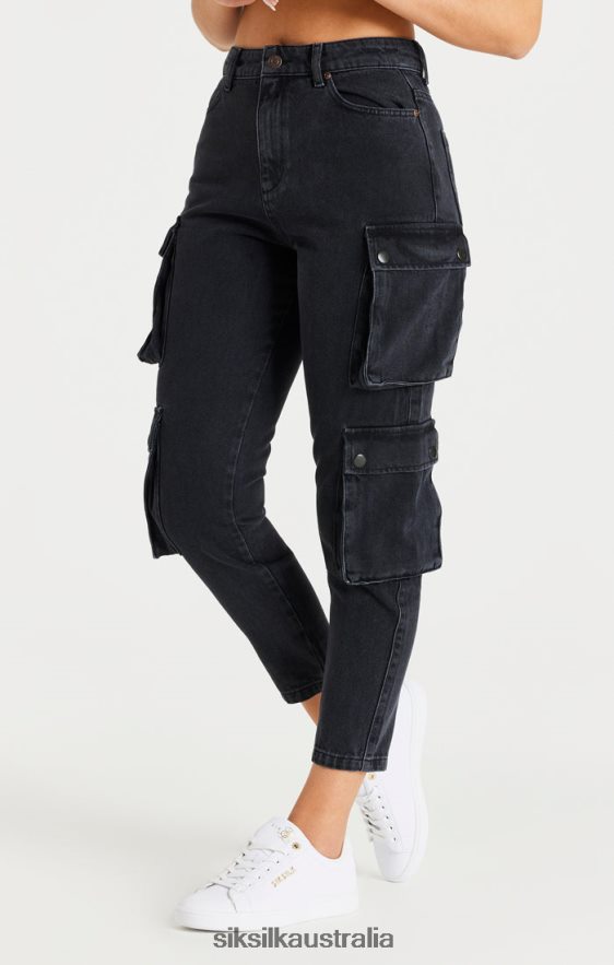 Women Apparel TB82N187 SikSilk Black Denim Cargos
