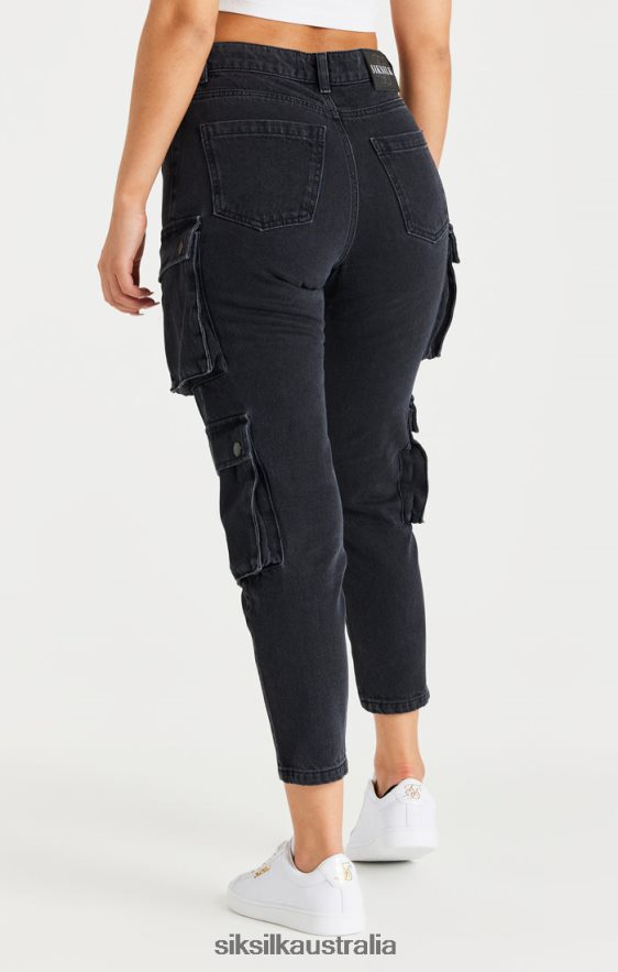 Women Apparel TB82N187 SikSilk Black Denim Cargos